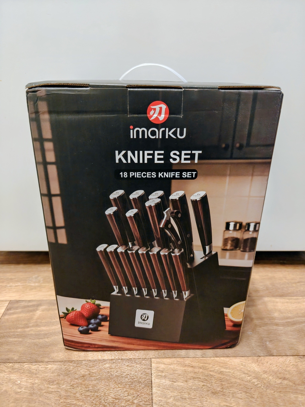 Knife Set, 18-Piece Japanese Santoku Stainless Steel Knife Set with Block, New